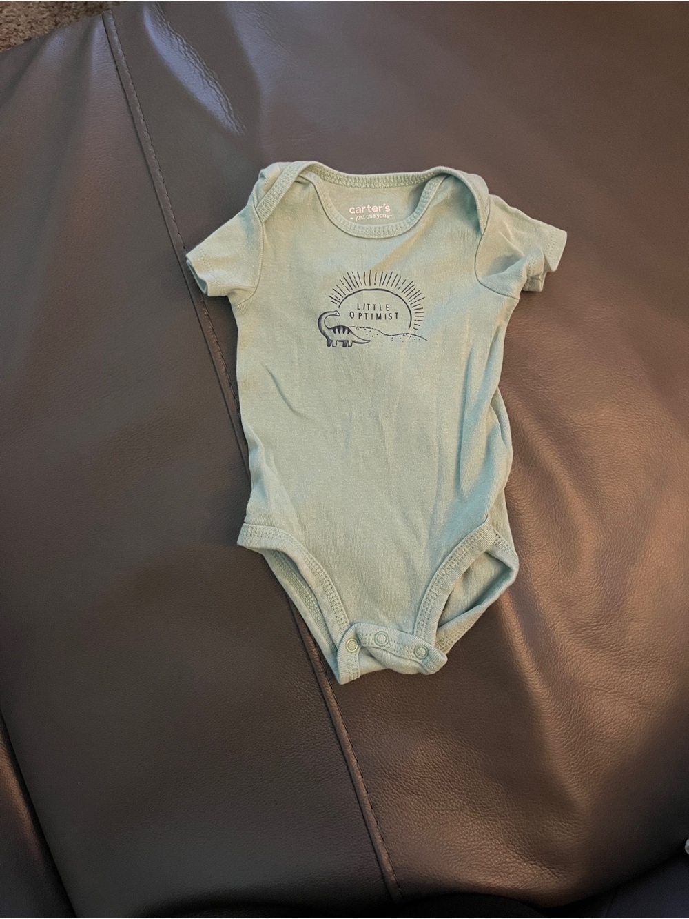 Carter's Sage Green 'Little Optimist' Baby One-Piece